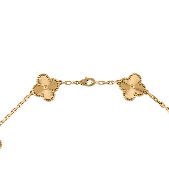 Van Cleef & Arpels Yellow Gold Guilloche 10 Motif Necklace AUTHENTIC & full set - Picture 11 of 12